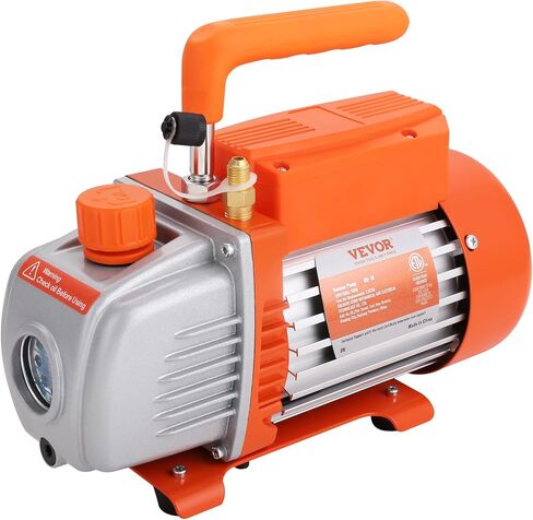 VEVOR 5 Gallon Vacuum Chamber Kit, 40 Micron Vacuum Chamber, 3.5 CFM Single Stage Vacuum Pump Set, with Tempered Glass Lid, Pure Copper Motor, Check Valve, for Wood Stabilization, Resin Degassing, DIY in Kuwait