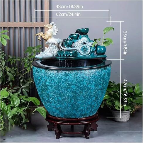 Small Fish Tank Ceramic Flowing Water Fish Tank Water Tank Landscaping Water Circulation Fish Tank Office Living Room Fish Tank Floor-Standing Tank Fish Tank Kit(Small) in Saudi Arabia