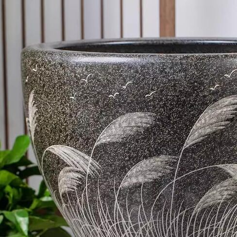 Small Fish Tank Retro Ceramic Tank Goldfish Basin Fish Tank Water Lily Turtle Balcony Garden Garden Water Tank Fish Tank Fish Tank Kit(63cm) in Kuwait