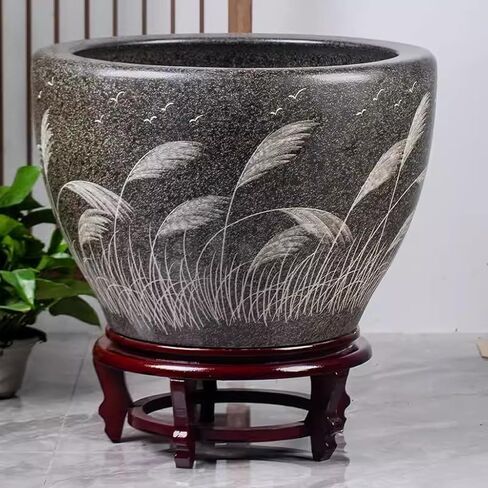 Small Fish Tank Retro Ceramic Tank Goldfish Basin Fish Tank Water Lily Turtle Balcony Garden Garden Water Tank Fish Tank Fish Tank Kit(63cm) in Kuwait