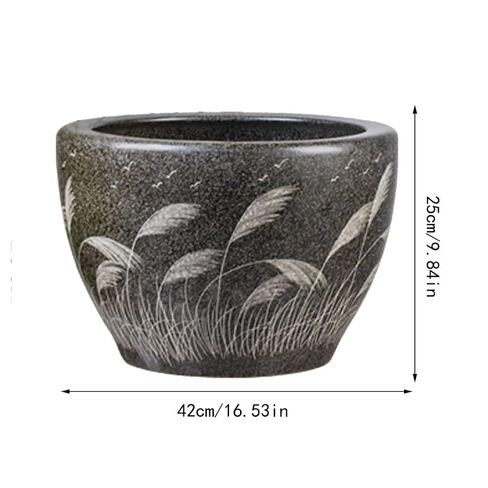 Small Fish Tank Retro Ceramic Tank Goldfish Basin Fish Tank Water Lily Turtle Balcony Garden Garden Water Tank Fish Tank Fish Tank Kit(63cm) in Kuwait