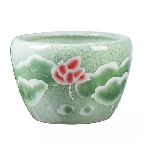 Small Fish Tank Courtyard Garden Large Fish Tank Lotus Water Lily Pot Ceramic Tank Goldfish Basin Indoor Fish Tank Decoration Fish Tank Kit(53cm) in Kuwait