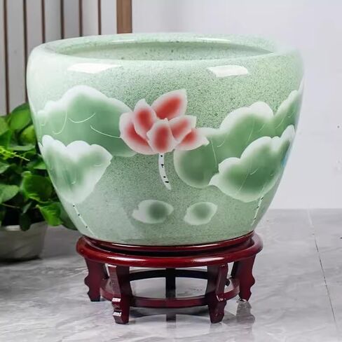 Small Fish Tank Courtyard Garden Large Fish Tank Lotus Water Lily Pot Ceramic Tank Goldfish Basin Indoor Fish Tank Decoration Fish Tank Kit(53cm) in Kuwait