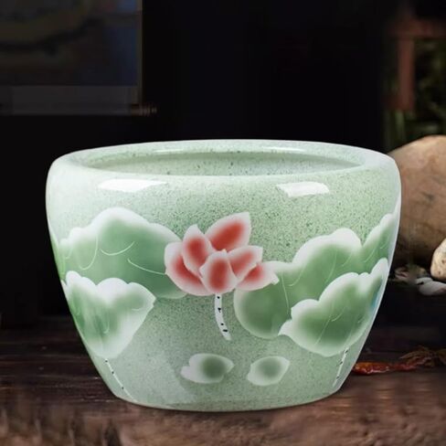 Small Fish Tank Courtyard Garden Large Fish Tank Lotus Water Lily Pot Ceramic Tank Goldfish Basin Indoor Fish Tank Decoration Fish Tank Kit(53cm) in Kuwait