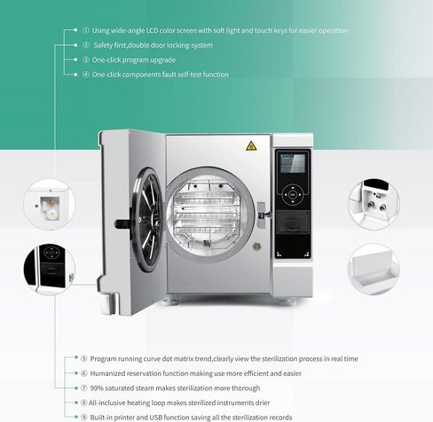 Class B 8L/12L LCD Steam Sterilizer Lab Autoclave Pulsation Vacuum Sterilizers Drying Function (8L) in Kuwait