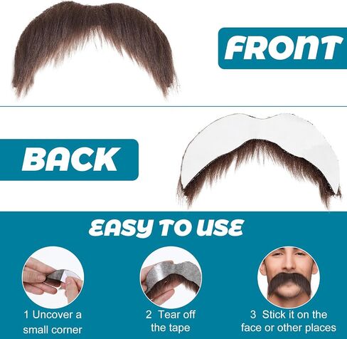 Fake Mustache Black Fake Beard Adhesive Old Men Stick On Mustache Moustache Black Beard Costume False Facial Hair For Adults Women Men For Halloween Cosplay Festival Party in Saudi Arabia