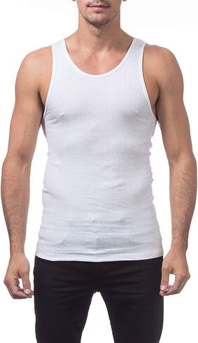Men's 100% Cotton 6 Pack Classic Rib Tank Top A-Shirts (White, X-Large) in Saudi Arabia