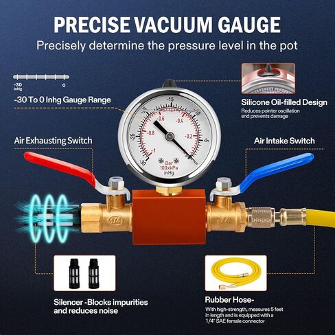 5 Gallon Vacuum Chamber with Pump,304 Stainless Steel Degassing Chamber Kit with 4.5 CFM 1/3HP Vacuum Pump,for Stabilizing Wood, Degassing Resin, Silicone and Epoxies in Kuwait