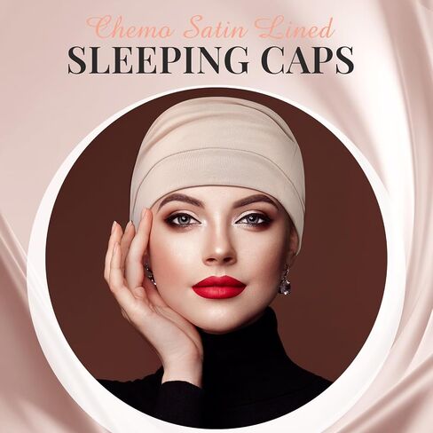 JenPen 4 Pcs Satin Lined Sleeping Caps Women Silk Bonnet Soft Chemo Headwear Turban Head Coverings Hair Wraps for Cancer Patients Hair Loss in Saudi Arabia