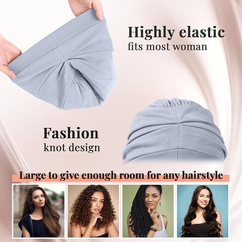 JenPen 4 Pcs Satin Lined Sleeping Caps Women Silk Bonnet Soft Chemo Headwear Turban Head Coverings Hair Wraps for Cancer Patients Hair Loss in Saudi Arabia
