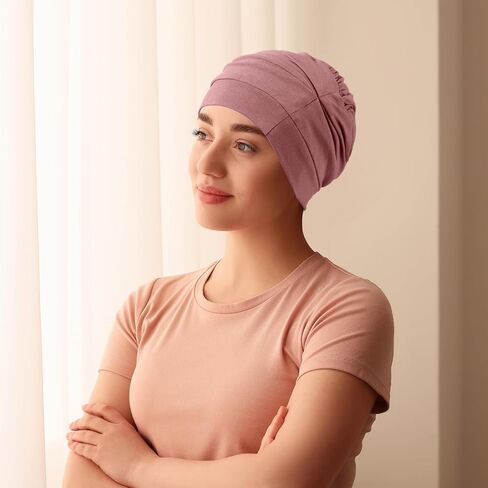 JenPen 4 Pcs Satin Lined Sleeping Caps Women Silk Bonnet Soft Chemo Headwear Turban Head Coverings Hair Wraps for Cancer Patients Hair Loss in Saudi Arabia