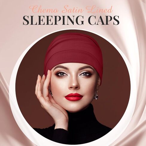 JenPen 4 Pcs Satin Lined Sleeping Caps Women Silk Bonnet Soft Chemo Headwear Turban Head Coverings Hair Wraps for Cancer Patients Hair Loss in Saudi Arabia