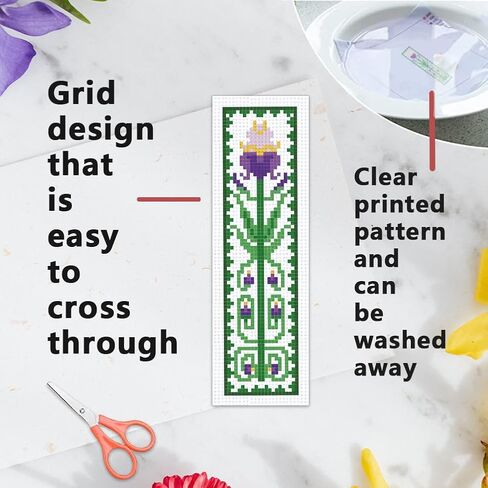 infunly 6pcs Mushroom DIY Cross Stitch Borkmark Kits 2.4''x7.9 '' Plants مختومة مجموعة الإشارة الإشارة الإشارة إلى الإرشاد مع تعليمات مرجعية للتطريز الأحمر مع النباتات المطبوعة مسبقًا لمحبي الكتب in Kuwait