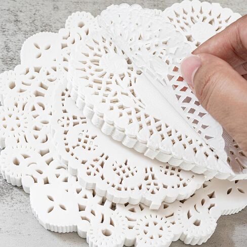 300 Sheets White Round Lace Doilies Hollow Paper Cutouts Vintage Collage Retro Decoupage 3 Small Sizes 3.5"/4"/4.5" for Scrapbooking Crafting Journal Planner (Doily) in Saudi Arabia