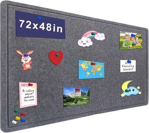 Bulletin Board - 23.5 × 17.5 بوصة زخرفية لوح دبوس - لوحة Cork بديلة للجدار - لوحة صور قابلة للطي للوحة الصلاة ذاتية اللصق مع 20 Pushpins - رمادي داكن in Kuwait