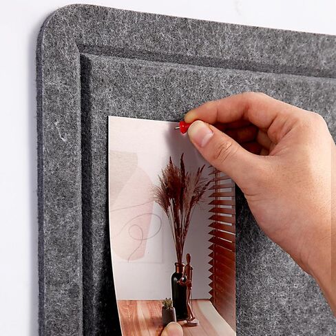 Bulletin Board - 23.5 × 17.5 بوصة زخرفية لوح دبوس - لوحة Cork بديلة للجدار - لوحة صور قابلة للطي للوحة الصلاة ذاتية اللصق مع 20 Pushpins - رمادي داكن in Kuwait