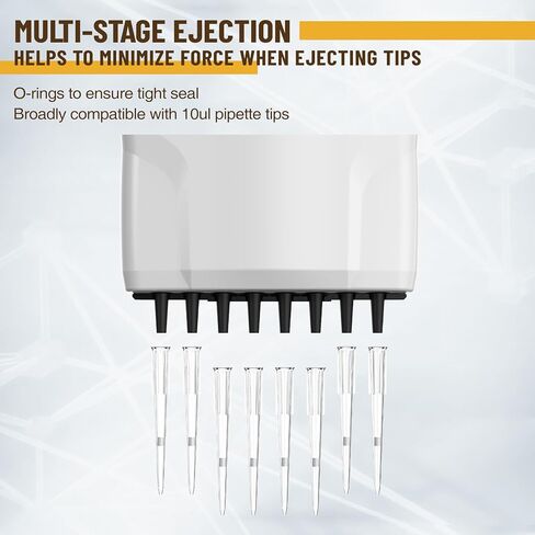 4E's USA Multi-Channel Adjannel Compety ماصة مع 10 رفوف 10 نصيحة للأنابيب ، 8 قنوات micropipettes ، 0.5-10ul in Saudi Arabia