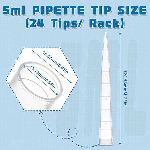 24pcs biologix 5ml tips-oniversal plastic pipettes tips ، نصائح مخبأ السائل السائل ، متوافق مع eppendorf و biohit ، piologix pipette ، حزمة ذات رذقة in Kuwait