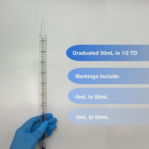50mL Sterile Serological Pipette Individually Wrapped, Standard Serological Pipettes, Bulk PSGlass Pipettor 50 mL [Pack of 100] in Kuwait