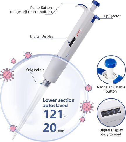 أربعة e العلمية 1-10ML 1 قناة واحدة pipettor متغير قابلة للتعديل الحجم micropipette micropipett in Kuwait