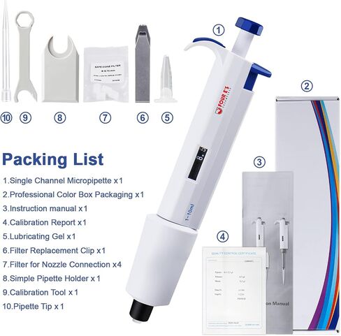 أربعة e العلمية 1-10ML 1 قناة واحدة pipettor متغير قابلة للتعديل الحجم micropipette micropipett in Kuwait