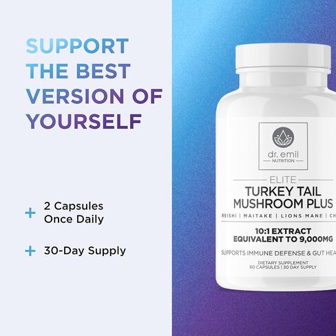 دكتور. Emil Nutrition 9000mg Lions Lions Mane Capsules مع Chaga و Reishi & Maitake - Mushroom Blend لدعم العافية in Kuwait