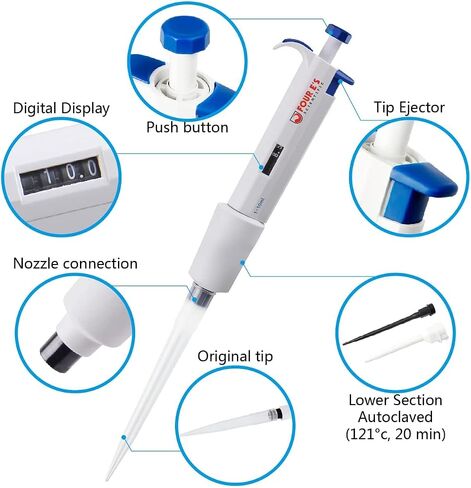 أربعة e العلمية 1-10ML 1 قناة واحدة pipettor متغير قابلة للتعديل الحجم micropipette micropipett in Kuwait