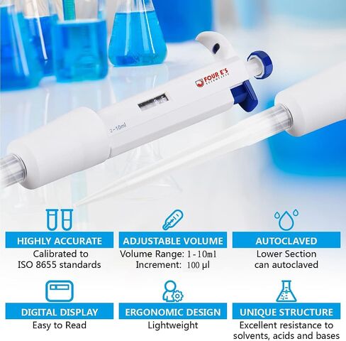 أربعة e العلمية 1-10ML 1 قناة واحدة pipettor متغير قابلة للتعديل الحجم micropipette micropipett in Kuwait