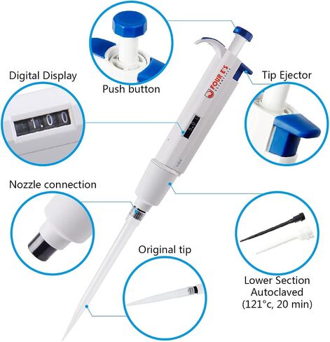 أربعة e العلمية 1-10ML 1 قناة واحدة pipettor متغير قابلة للتعديل الحجم micropipette micropipett in Kuwait