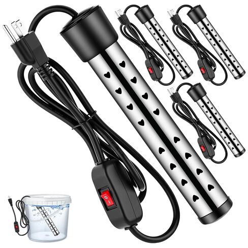 4 Pack Immersion Water Heaters 1500w Portable Electric Heater Stainless Steel Heater Bucket Water Heater Bathtub Heater with Protective Cover, Great for Home, Camping and Outdoor Use in Kuwait