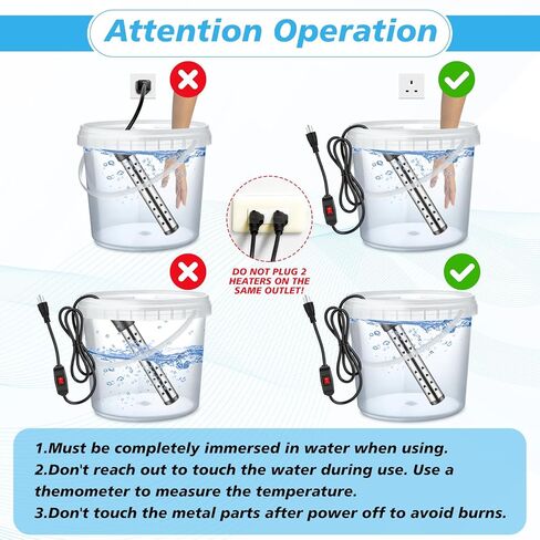 4 Pack Immersion Water Heaters 1500w Portable Electric Heater Stainless Steel Heater Bucket Water Heater Bathtub Heater with Protective Cover, Great for Home, Camping and Outdoor Use in Kuwait