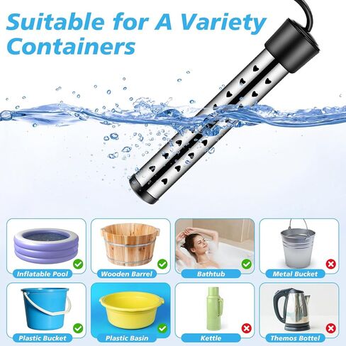 4 Pack Immersion Water Heaters 1500w Portable Electric Heater Stainless Steel Heater Bucket Water Heater Bathtub Heater with Protective Cover, Great for Home, Camping and Outdoor Use in Kuwait