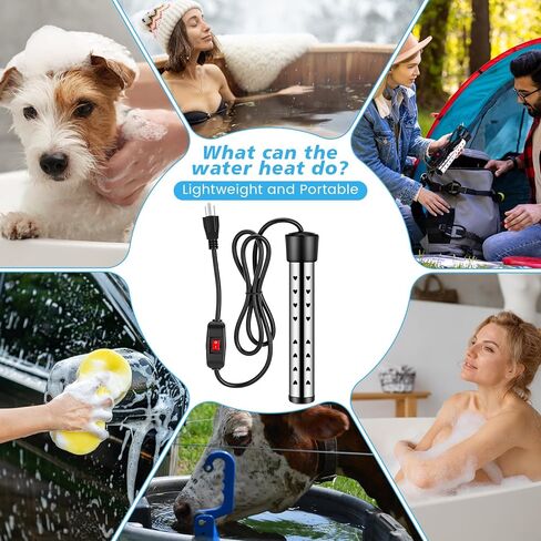 4 Pack Immersion Water Heaters 1500w Portable Electric Heater Stainless Steel Heater Bucket Water Heater Bathtub Heater with Protective Cover, Great for Home, Camping and Outdoor Use in Kuwait