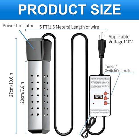 2000W WINGERSION DISTING ROD سخان المياه المحمولة لحوض أحواض الاستحمام والاستخدام في الهواء الطلق التدفئة السريعة للمنازل والمدارس التي تحدد درجة الحرارة (نوع درجة حرارة ثابتة) in Saudi Arabia