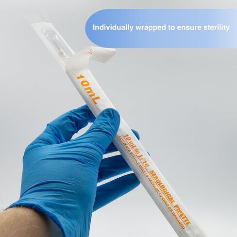 50mL Sterile Serological Pipette Individually Wrapped, Standard Serological Pipettes, Bulk PSGlass Pipettor 50 mL [Pack of 100] in Kuwait