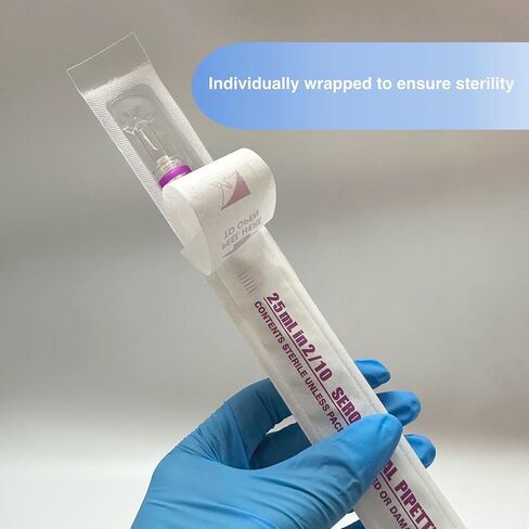 50mL Sterile Serological Pipette Individually Wrapped, Standard Serological Pipettes, Bulk PSGlass Pipettor 50 mL [Pack of 100] in Kuwait
