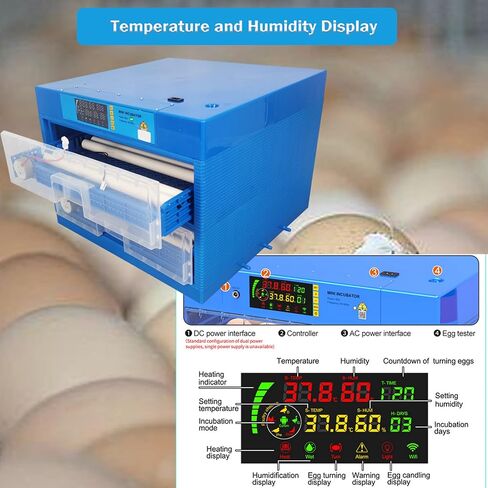 INTSUPERMAI 128 Egg Incubator Automatic Eggs Incubator Turning, Humidity, Temperature Control for Duck Goose Pigeon Quail and Others in Kuwait