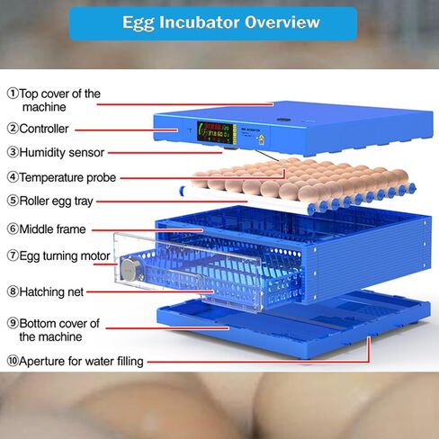 INTSUPERMAI 128 Egg Incubator Automatic Eggs Incubator Turning, Humidity, Temperature Control for Duck Goose Pigeon Quail and Others in Kuwait