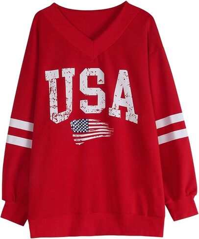 Alsol Lamesa Womens American Flag Sweatshirts Long Longe in Kuwait