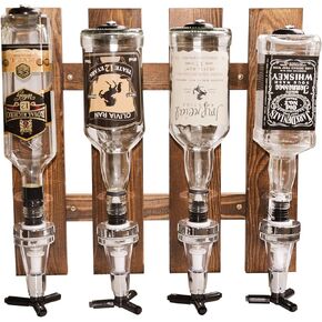 Single Bottle Wall Mounted Liquor Dispenser, Wooden Wall Shelf for Home Bar, Glass Drink Dispenser for Parties in Kuwait