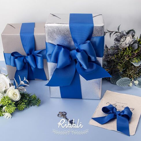 Ribbli White Grosgrain Ribbon ، 1-1/2 بوصة × مستمر 25 ياردة ، استخدم لإكسسوارات الشعر DIY ، ولف الهدايا ، والخياطة والخياطة in Kuwait
