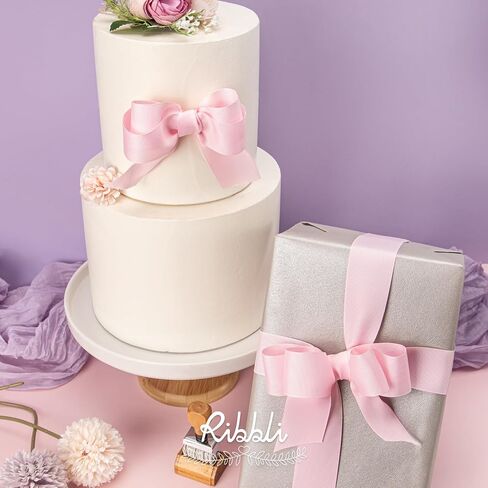 Ribbli White Grosgrain Ribbon ، 1-1/2 بوصة × مستمر 25 ياردة ، استخدم لإكسسوارات الشعر DIY ، ولف الهدايا ، والخياطة والخياطة in Kuwait