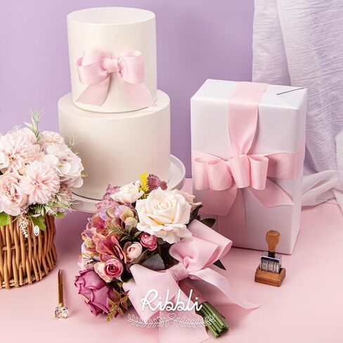 Ribbli White Grosgrain Ribbon ، 1-1/2 بوصة × مستمر 25 ياردة ، استخدم لإكسسوارات الشعر DIY ، ولف الهدايا ، والخياطة والخياطة in Kuwait