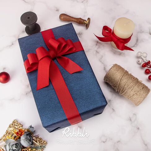 Ribbli White Grosgrain Ribbon ، 1-1/2 بوصة × مستمر 25 ياردة ، استخدم لإكسسوارات الشعر DIY ، ولف الهدايا ، والخياطة والخياطة in Kuwait