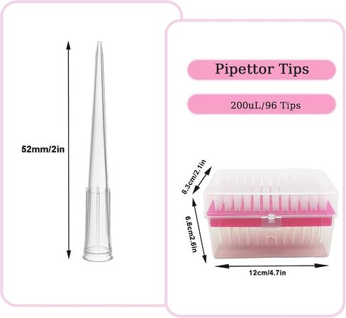 200ul Pipette Tips - Universal Pipette Tips,Clear,DNase/RNase Free,Non-Pyrogenic, 96 Filter Tips X 1 Box (200ul 96 Tips) in Kuwait