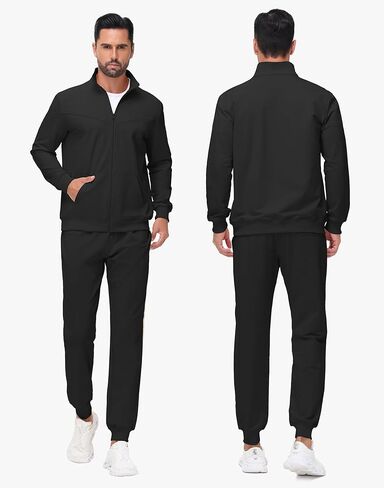 JWM Men's Cotton Sweatsuits - Full Zip Sweat Shirts & Jogging Track Athletic Running Loungewear Casual Suits 2 Piece Set in Saudi Arabia