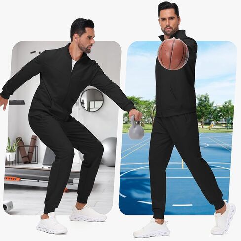 JWM Men's Cotton Sweatsuits - Full Zip Sweat Shirts & Jogging Track Athletic Running Loungewear Casual Suits 2 Piece Set in Saudi Arabia