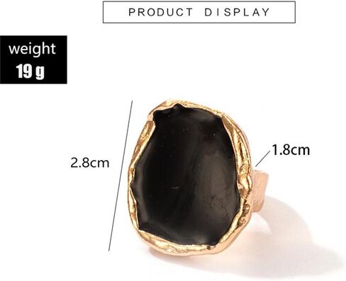 Chunky Gold Black Statement Rings Set for Women Vintage Large Cocktail Enamel Open Ring Exaggerated Dripping Oil Finger Jewelry Darkness Stacked Gifts in Kuwait