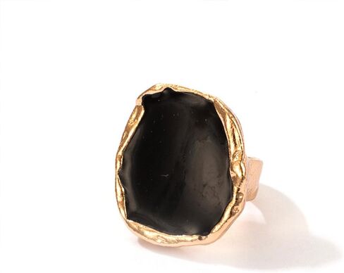Chunky Gold Black Statement Rings Set for Women Vintage Large Cocktail Enamel Open Ring Exaggerated Dripping Oil Finger Jewelry Darkness Stacked Gifts in Kuwait