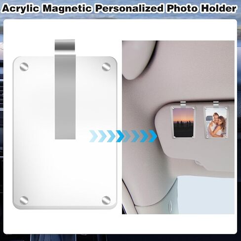 Leather Car Visor Picture Holder Photo Clip Fits 5-Inch Car Picture Frame Displays Your Photographs Sun Visor Car Photo Holder Black Both Horizontally And Vertically, Photo Car Visor Clip for Vehicle in Kuwait